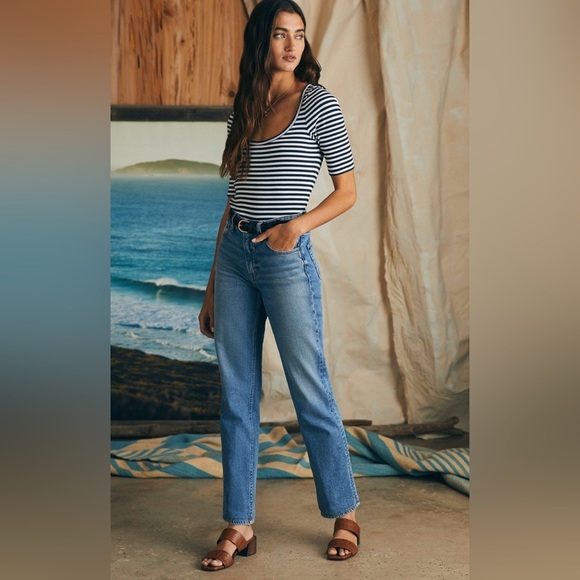 Faherty Freestyle Rib T-Shirt in Navy Desi Stripe M - Picture 7 of 9